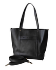 GENUINE LEATHER TOTE - BLACK