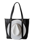 GENUINE LEATHER TOTE - BLACK