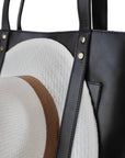 GENUINE LEATHER TOTE - BLACK